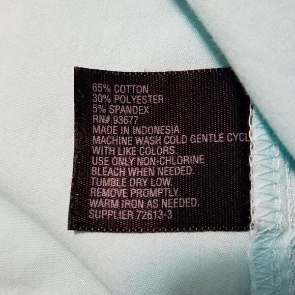 Worthington Light Blue Short Sleeve Cotton Button Down Blouse size OX - Picture 7 of 7